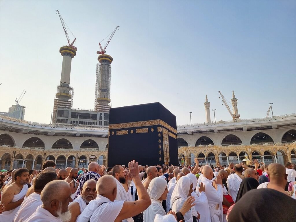 Pilgrims at the Grand Mosque in Makkah, photographed in October 2022